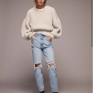 Zara High Waisted Ripped Mom Jeans